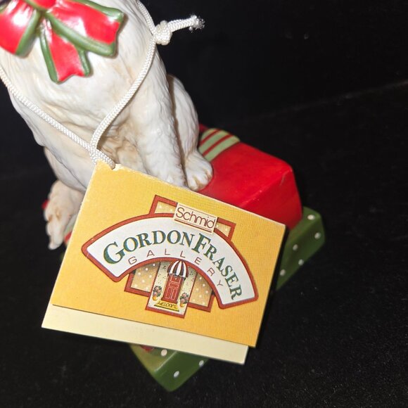 Schmid Vintage Music box Dog, labradoodle, white dog, Figurine On Gift Boxes - Picture 8 of 8